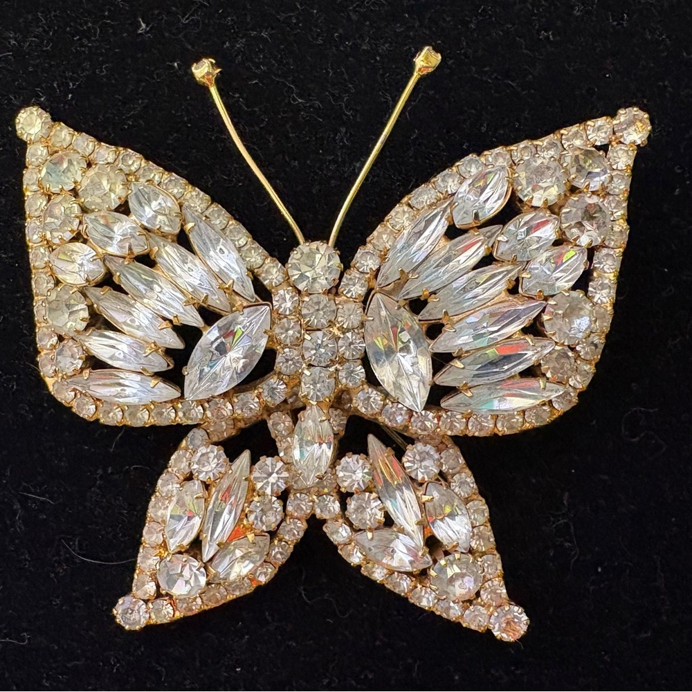 Dazzling Clear Rhinestone Butterfly Brooch